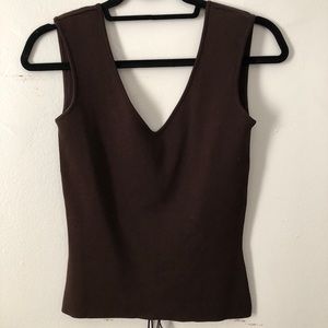 Brown blouse with crisscross down back!